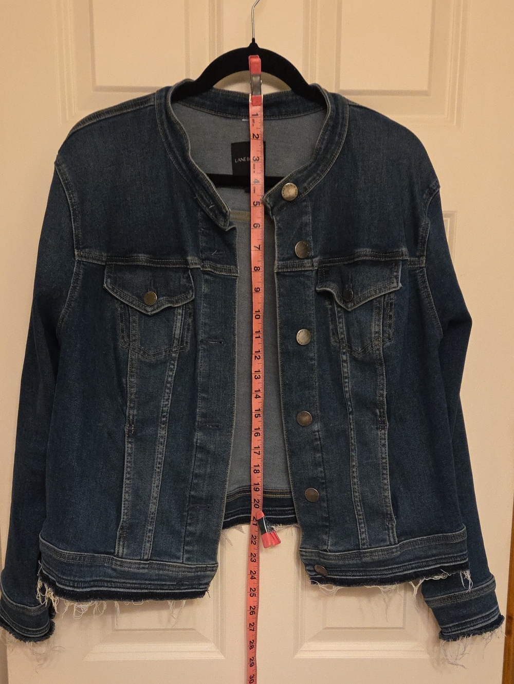 Lane Bryant Indigo Denim Collarless Jean Jacket